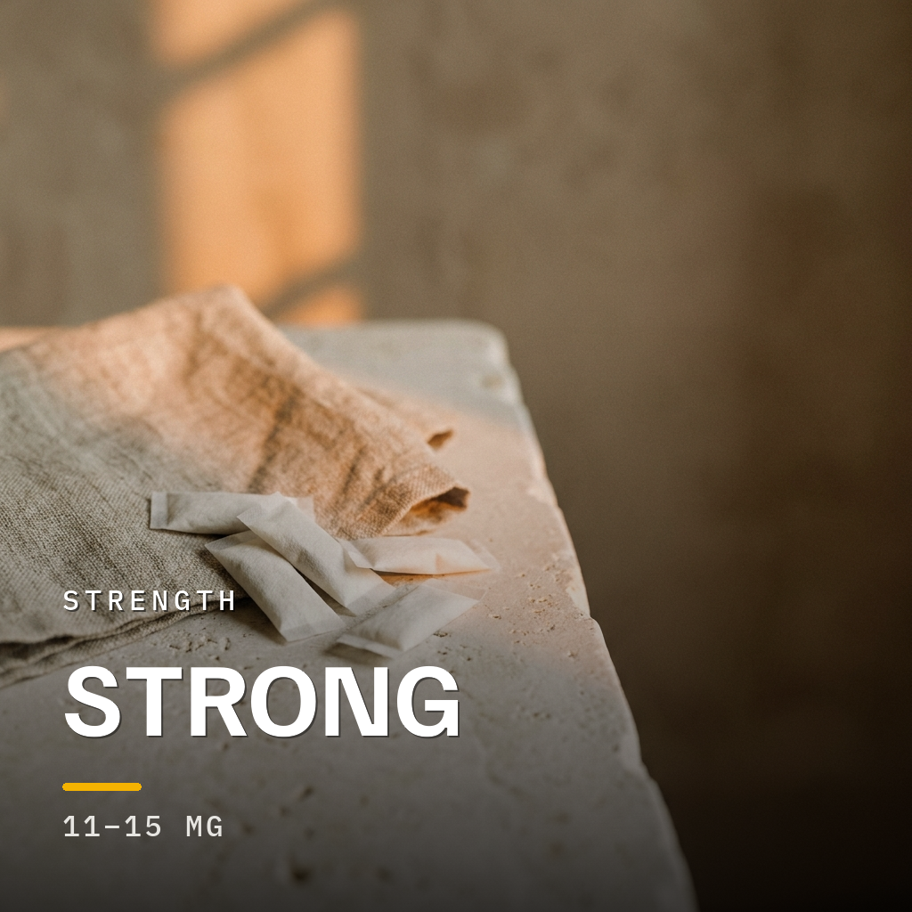 Strong 11 to 15 mg nicotine pouches